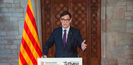 Salvador Illa, en su primera comparecencia tras la convalecencia por osteomielitis púbica