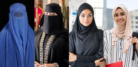 Burka, niqab, shador y hiyab