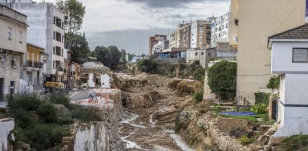 Barranco del Poyo a su paso por Chiva tras las grandes inundaciones que se produjeron