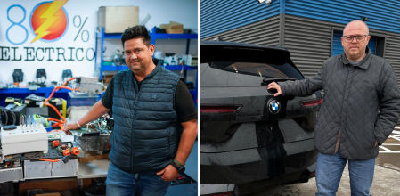 Jorge González, CEO de 80% eléctrico (izquierda), y Miguel Franco, perito de automóviles opinan el coche eléctrico