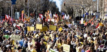 Manifestación de docentes en Barcelona, el pasado 11 de febrero, una jornada de huelga
