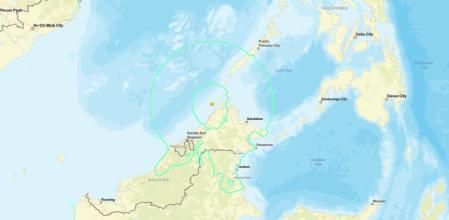 Mapa del epicentro del terremoto en Malasia