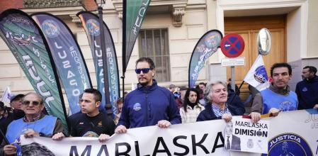 El sindicato JUPOL organiza una concentración frente al Ministerio del Interior en protesta por la “grave situación institucional” tras la citación judicial del ex número 2 de la Policía José Ángel González como querellado por presunta agresión sexual a una subordinada, en la que solicitarán la dimisión del ministro Fernando Grande-Marlaska y del director general de la Policía, Francisco PardoEFE/ Borja Sánchez-trillo
