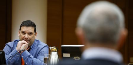 El representante de la asociación Damnificados por la dana Alfafar-Horta Sur, Alejandro Carabal, durante su intervención este lunes&nbsp;