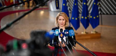 La alta representante de la UE para Asuntos Exteriores, Kaja Kallas, este lunes en el Consejo de la UE