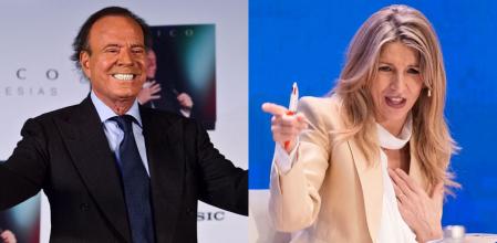 El cantante Julio Iglesias junto a la vicepresidenta del Gobierno y ministra de Trabajo, Yolanda Díaz