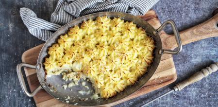 Pastel de merluza con pure de patatas