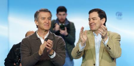 Alberto Núñez Feijóo acompañó ayer al candidato Alfonso Fernández Mañueco, en un mitin en Ávila