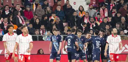 GIRONA, 01/03/2026.- Los jugadores del Celta celebran el 1-2, durante el partido de LaLiga de fútbol que Girona FC y Celta de Vigo disputan este domingo en el estadio municipal de Montilivi. EFE/David Borrat