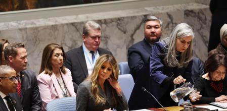 Melania se convirtió este lunes en el primer cónyuge de un presidente o presidenta de un país que lidera un Consejo de Seguridad de la ONU&nbsp;