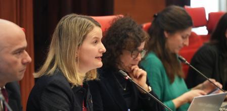 La consellera de Drets Socials i Inclusió, Mònica Martínez Bravo, esta mañana en el Parlament