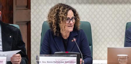 La consellera Sònia Hernández durante su comparecencia en el Parlament