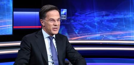 El secretario general de la OTAN, Mark Rutte, durante un momento de la entrevista con Reuters