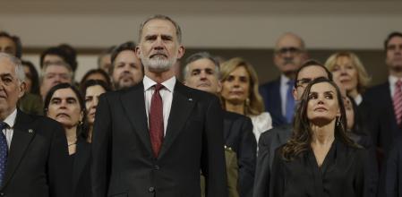 Los reyes asisten al concierto en homenaje a las víctimas del terrorismo celebrado este viernes en el Auditorio Nacional de Música, en Madrid. EFE/Juanjo Martín POOL
