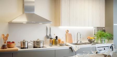 Cocina pequeña con campana extractora