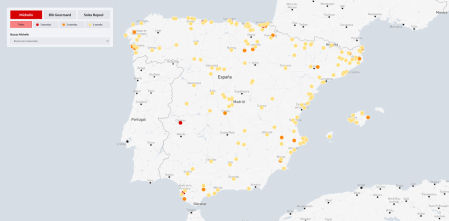 Mapa de todos los restaurantes de las guías Michelin y Repsol