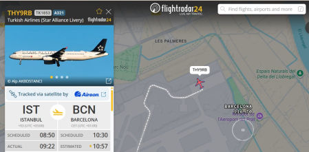 Aterrizaje de emergencia de un avión de Turkish Airlines en El Prat por una “amenaza” a bordo