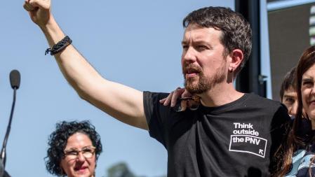 .- El ex vicepresidente del Gobierno y fundador de Podemos, Pablo Iglesias, ha participado este viernes en el acto Elige transformar, elige izquierda, este viernes en Bilbao, junto a la candidata a lehendakari del partido, Miren Gorrotxategi