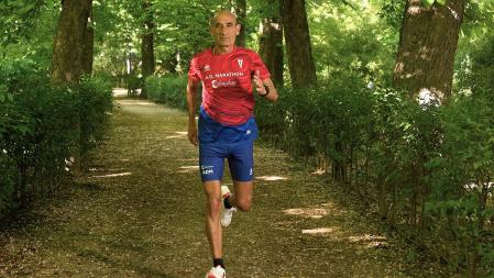 Entrenamiento de Gustavo Gómez, en el Parque del Retiro de Madrid.