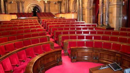 Imagen del hemiciclo del Parlament de Catalunya vacío
