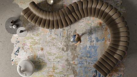 -Kastrup de Calle Henzel. Serie Diamond Dust / Earth Collection . Tejido Persa, anudando a mano. Lana y seda. Tamaño personalizado