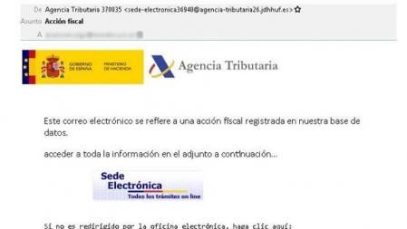 Un falso correo de Hacienda con virus circula coincidiendo con el inicio de la Renta