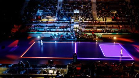 18 / 11 / 2019 MADRID.- DEPORTES FINAL DAVIS CUP COPA DAVIS. Rusia-Croacia .Andréi Rubliov (Rusia) Borna Gojo (Croacia)