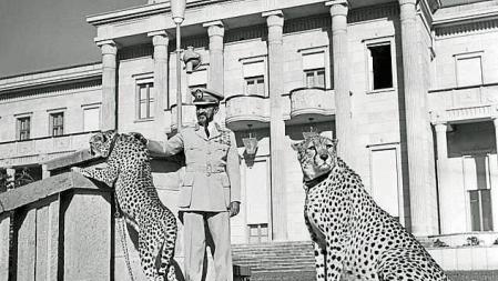 ADDIS ABABA - NOVEMBER 1: Emperor of Ethiopia, Haile Selassie, in front of the Jubilee Palace in Addis Ababa, Ethiopia on THE TWENTIETH CENTURY. Episode called, 