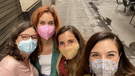 Mónica Oltra, Jéssica Albiach, Candela López y Mireia Mollà, tras su reciente encuentro en València.