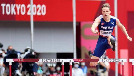 Karsten Warholm, durante las eliminatorias de los 400 m vallas, este viernes
