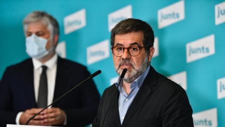 El secretario general de Junts, Jordi Sànchez, y el presidente de Junts en el Parlament, Albert Batet