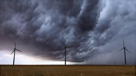 Parque eólico al oeste de Belchite, provincia Zaragoza