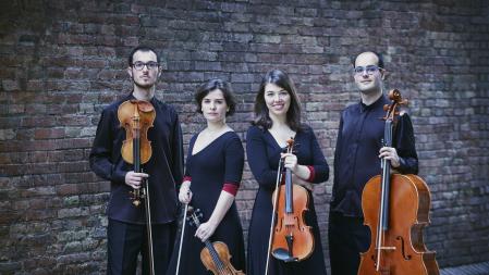 Los integrantes del Cosmos Quartet:: Bernat Prat, Helena Satué, Lara Fernández y Oriol Prat