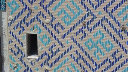 Detalle de los azulejos del palacio Blanco en Shahrisabz