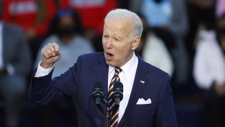 Joe Biden, durante su apasionado discurso en torno al derecho al voto, en Georgia