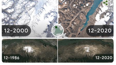 Dos de los grupos de imágenes que difunde Google en conmemoración del Día de la Tierra  .