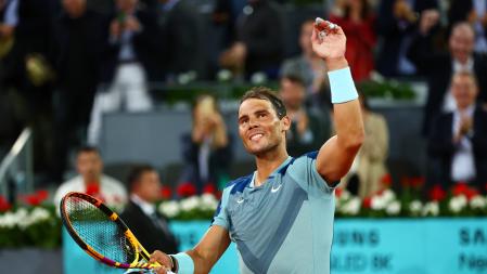 Rafael Nadal celebra su victoria ante Kecmanovic, este miércoles