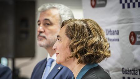 Jaume Collboni, candidato del PSC, y Ada Colau, de BComú, en una imagen de archivo, a finales del 2022