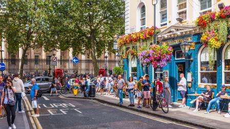 Fuera del British Museum en el barrio de Bloomsbury de Londres