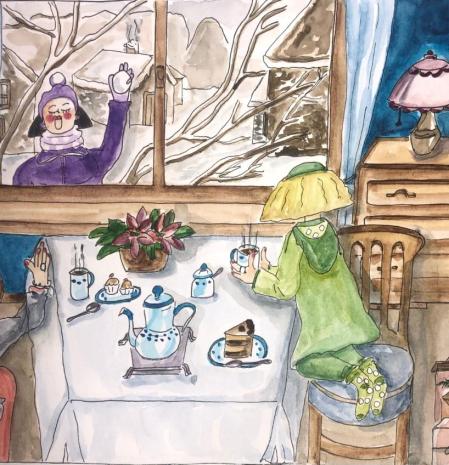 Las Tietes viendo cómo nieva.