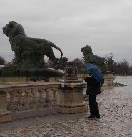 Domingo de paraguas en El Retiro.