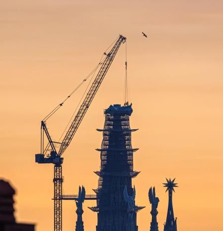 Trabajos de altura en la Sagrada Família.