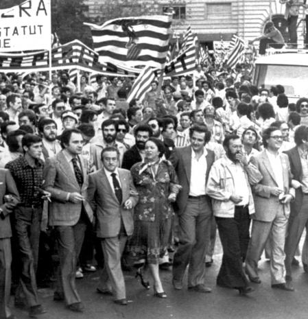 Manifestación del 9 d´Octubre de 1979 secundada por centenares de miles de personas pidiendo la autonomía