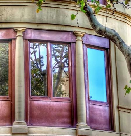 Diálogo entre árboles y arquitectura en el Eixample de Barcelona.