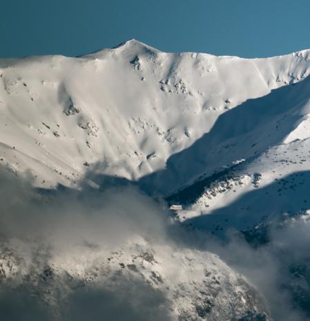 Postal de nieve en el Pirineo vista desde Sant Bartomeu del Grau.