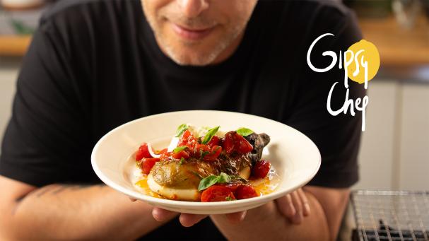 Ensalada tíbia de berenjena a la parmigiana