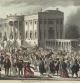 Una multitud asiste a la toma de posesión de Andrew Jackson en la Casa Blanca en 1829
