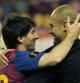 Messi y Guardiola tras ganar la Copa del Rey