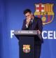 Leo Messi durante su rueda de prensa de despedida del FC Barcelona