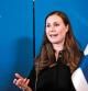 La primera ministra finlandesa, Sanna Marin, en una conferencia de prensa en 2020.